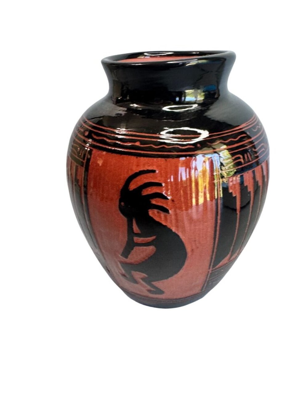 Navajo Crafted Terracotta Pottery Vase Kokopelli Signed T Wachtil Dated 2004 - Picture 3 of 7